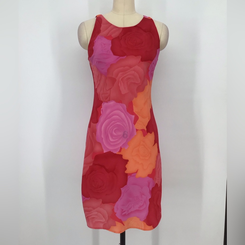 FAIR WEATHER Floral Sleeveless Dress - Red and Pink size small